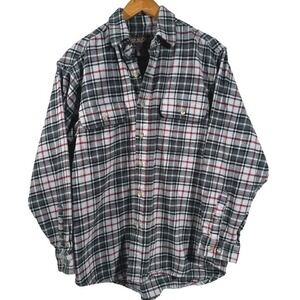 Moose Creek 100% Cotton Gray Red Plaid Heavy‎ Flannel Shirt Size Medium Men's